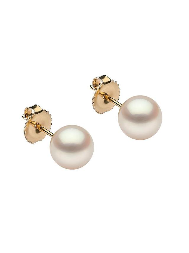 Womens 14K Yellow Gold & 8-8.5MM Cultured Freshwater Pearl Stud Earrings Product Image