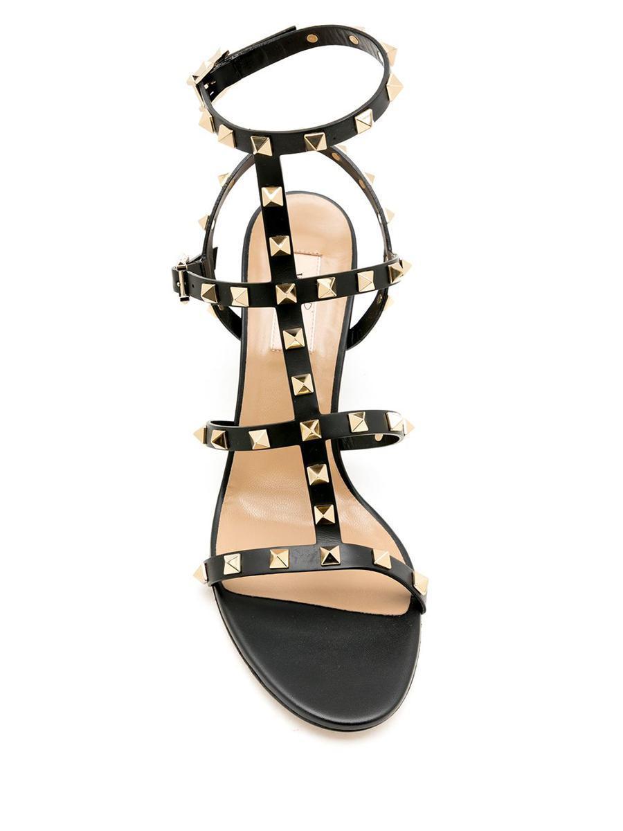 Rockstud Strappy Sandals In Black Product Image