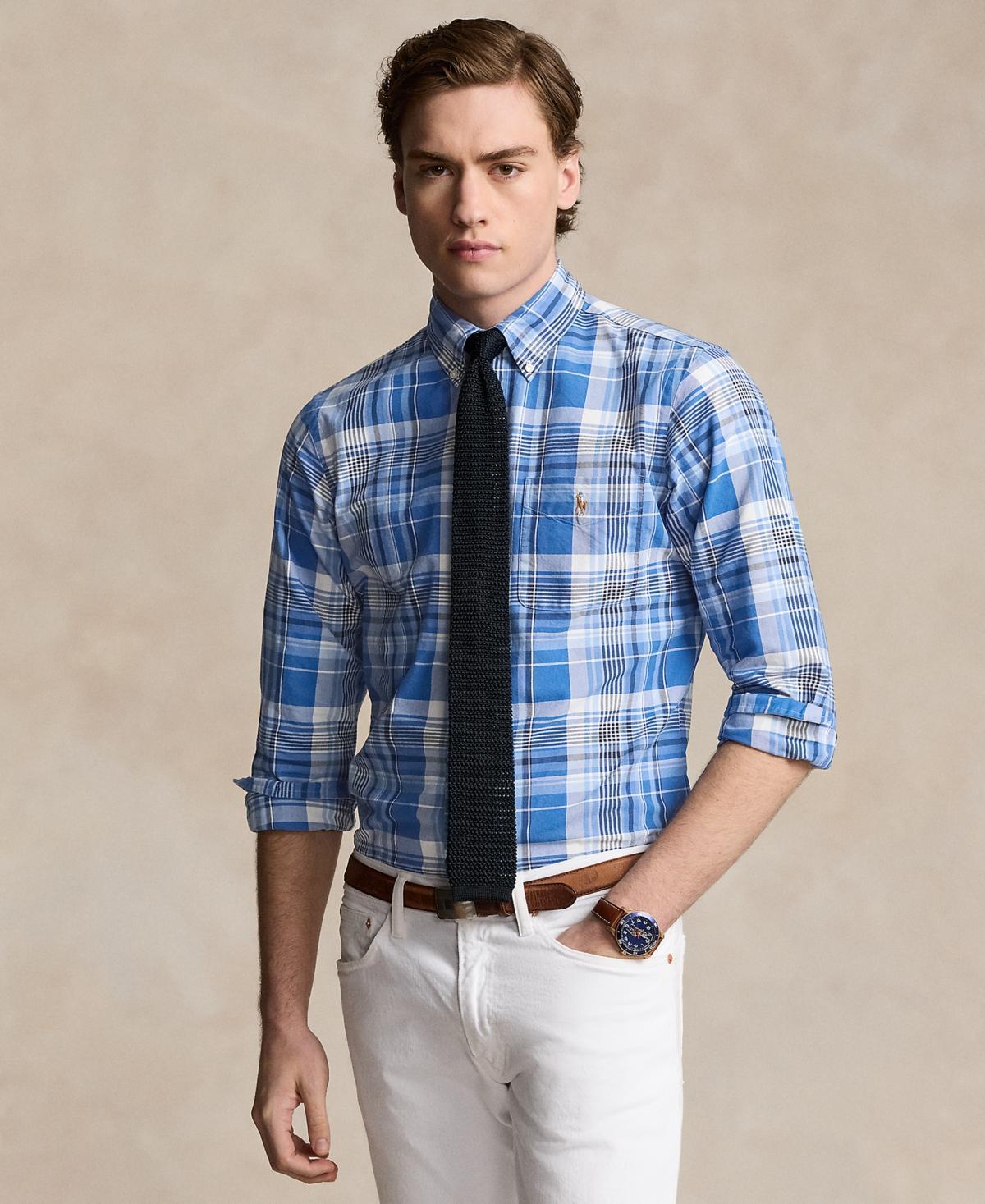 Polo Ralph Lauren Classic Fit Plaid Oxford Shirt Multi) Men's Clothing Product Image