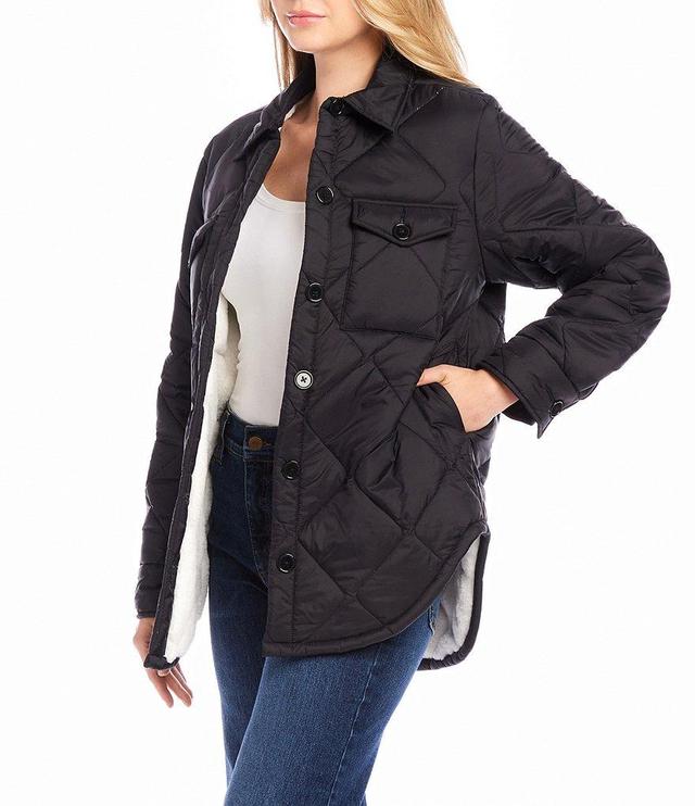 Karen Kane Faux Fur Quilted Collared Long Sleeve Jacket Product Image