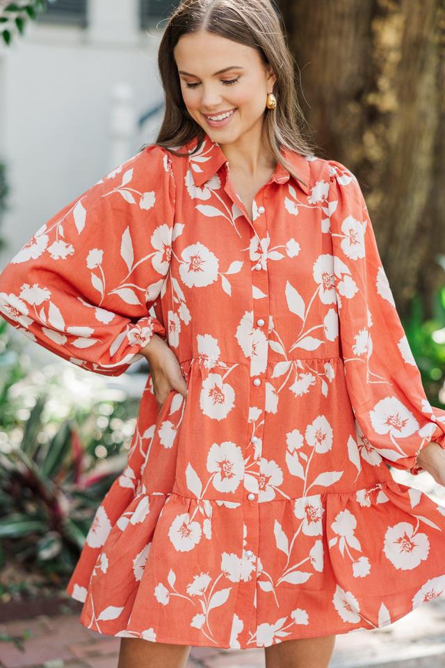 Take Your Love Rust Orange Floral Dress Female Product Image