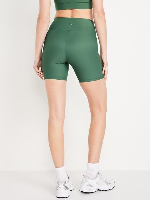 High-Waisted PowerSoft Ribbed Biker Shorts -- 6-inch inseam Product Image