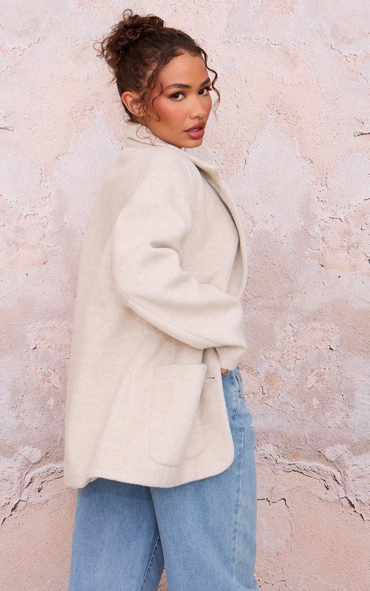 Petite Beige Oversized Longline Blazer Product Image