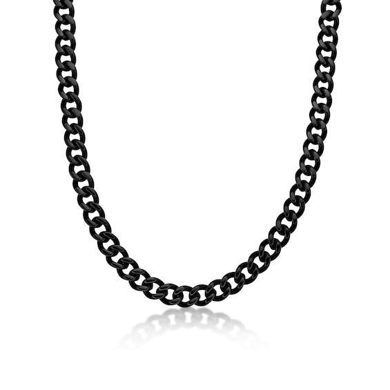 Men's 11.0mm Curb Chain Necklace in Solid Stainless Steel with Black IP - 24" Product Image