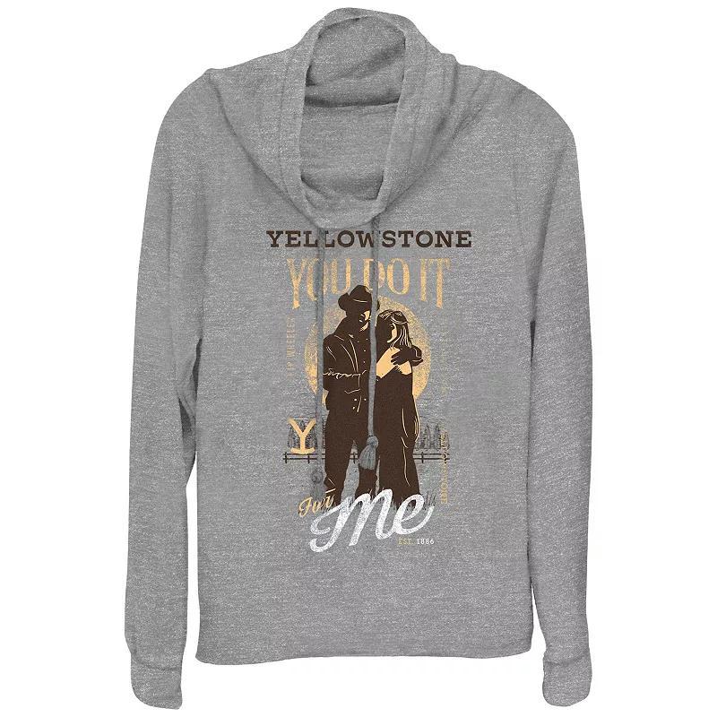 Womens Yellowstone You Do It For Me Cowlneck Graphic Lightweight Long Sleeve, Girls Gray Grey Product Image