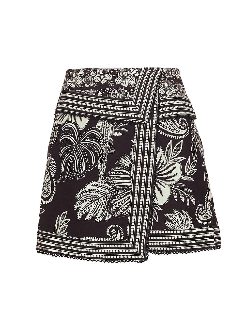 Womens Pasley Bloom Floral Gabardine Wrap Miniskirt Product Image