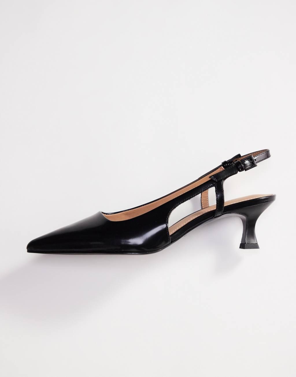 & Other Stories leather heeled sling back pointed toe pumps in black Product Image