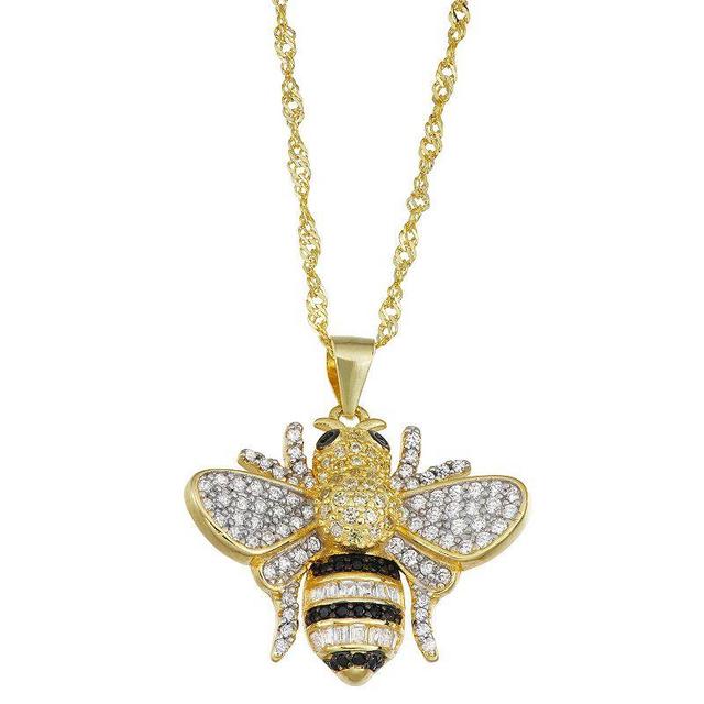 Designs by Gioelli 14k Gold Over Silver Lab-Created White Sapphire Bee Pendant Necklace, Womens, Sterling Silver Product Image