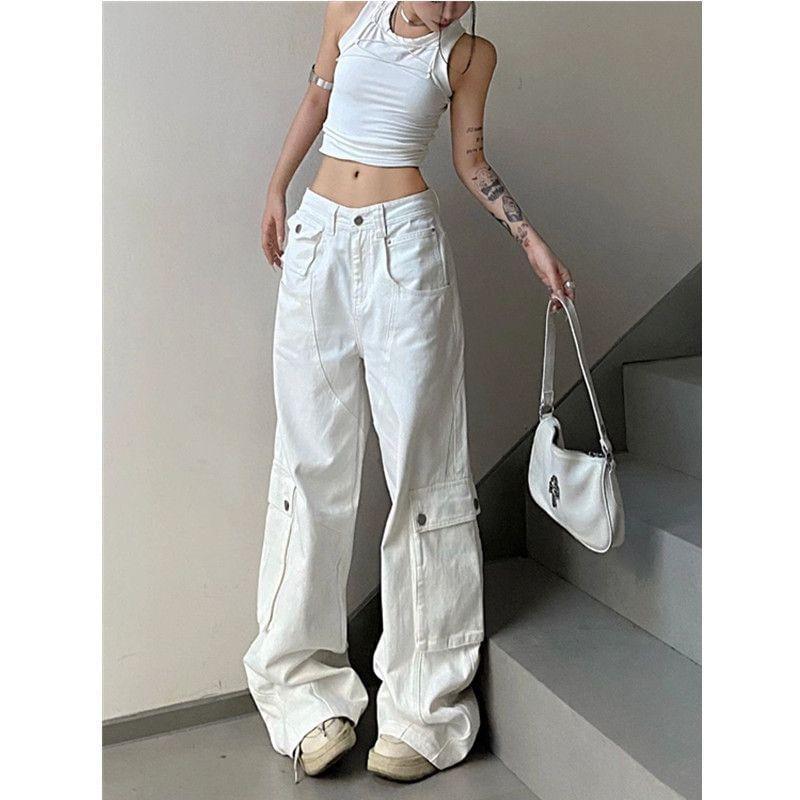 Low Rise Wide Leg Cargo Jeans Product Image