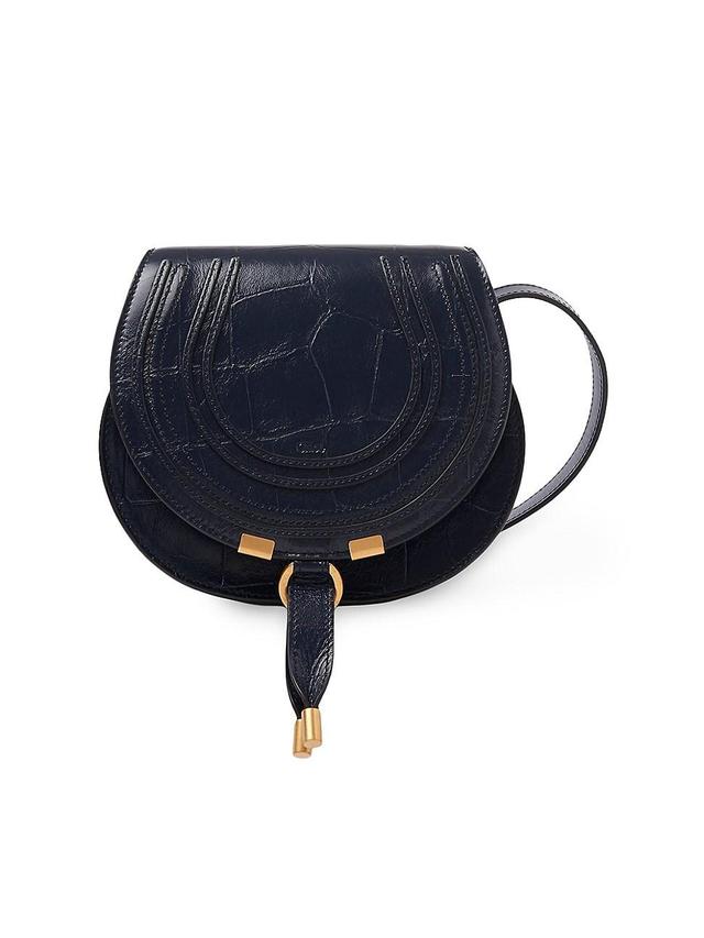 Womens Mini Marcie Crocodile-Embossed Saddle Bag Product Image