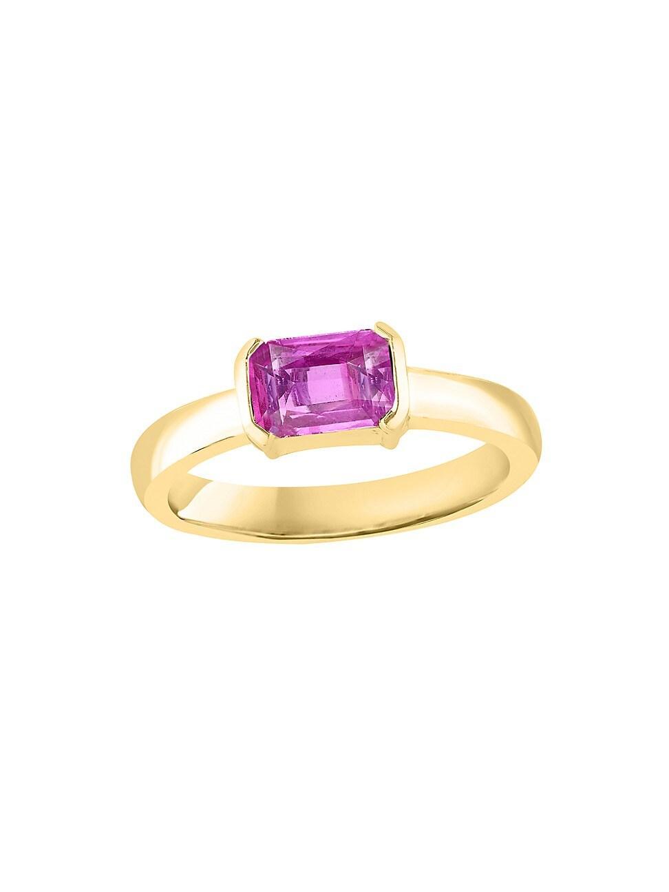 Womens 18K Gold & Pink Sapphire Solitaire Ring Product Image