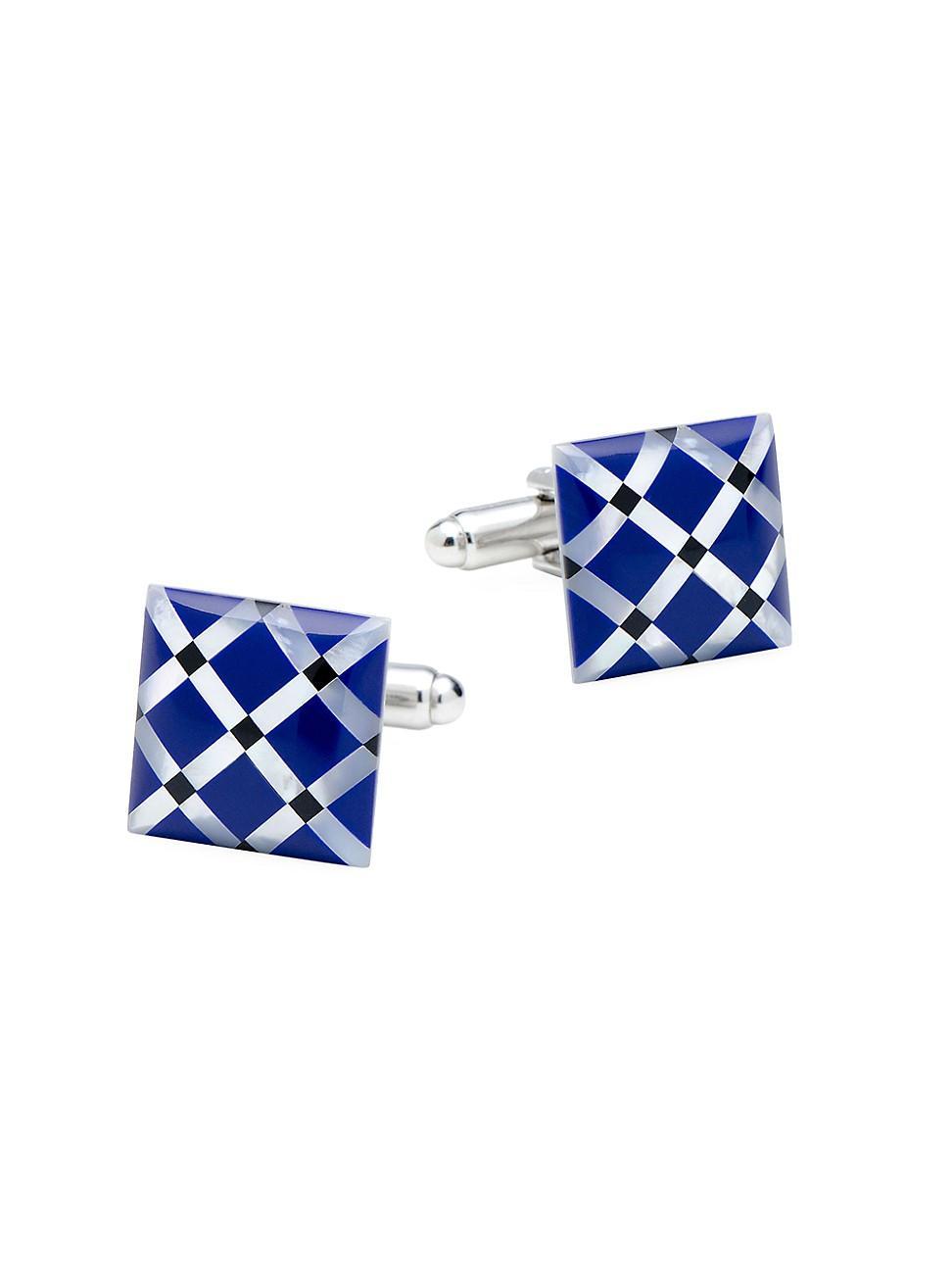 Mother-of-Pearl Diamond Cuff Links, Blue Product Image