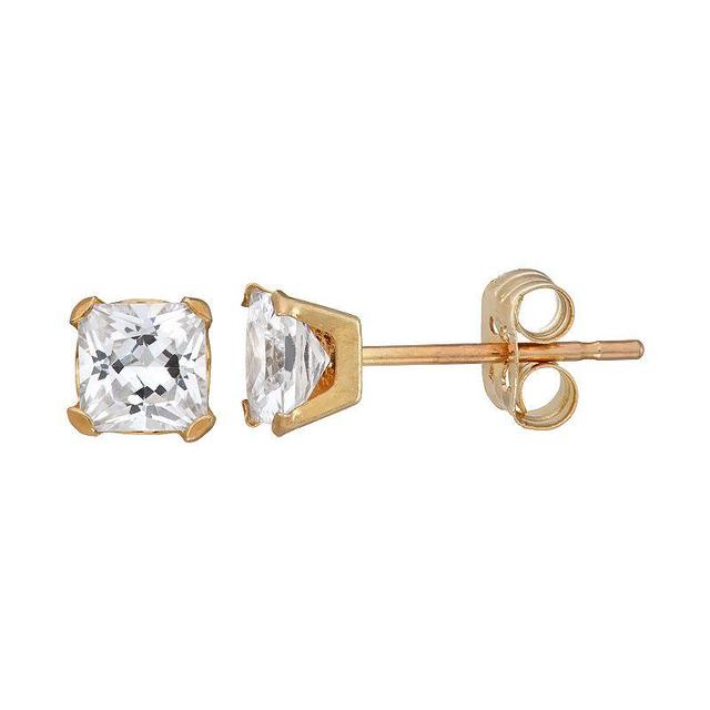 Taylor Grace 10k Gold 4 mm Square Cubic Zirconia Stud Earrings, Womens, White Product Image