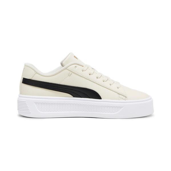 PUMA Smash Platform v3 Women's Sneakers in Alpine Snow/Black/Gold Product Image