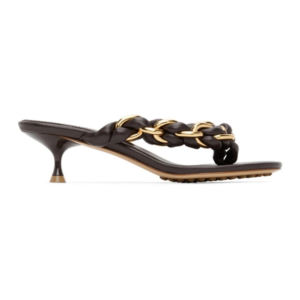 Nappa Lagoon Chain And Leather Sandals In Brown Product Image