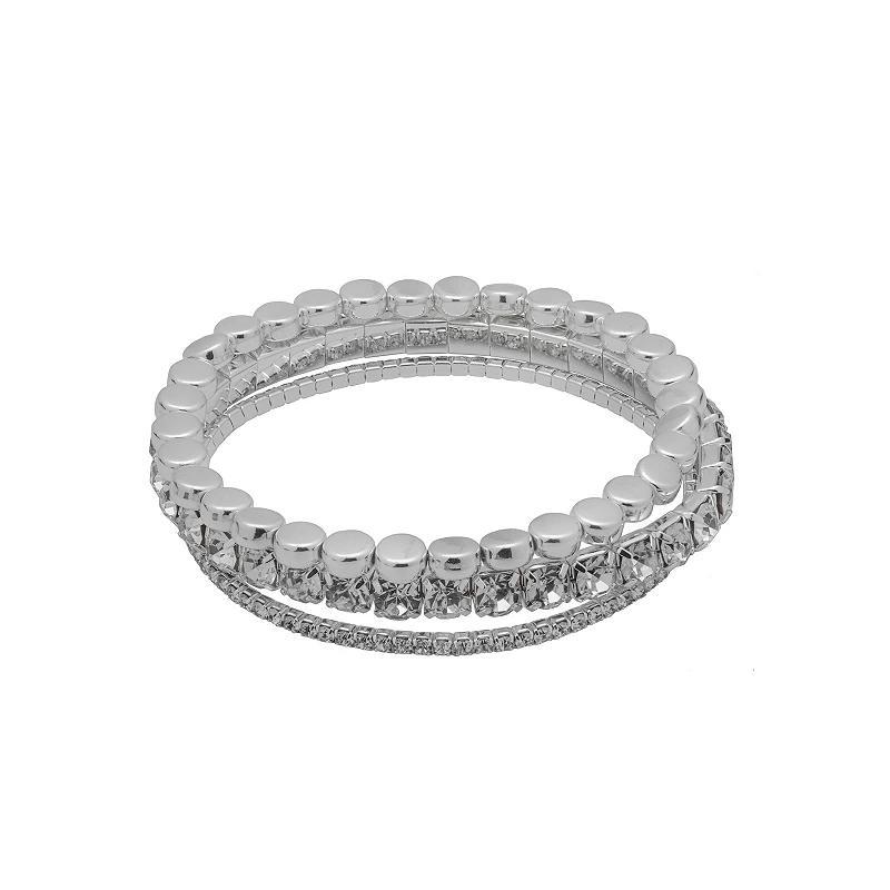 Emberly Silver Tone Lor Stretch Bracelet 3-piece Set, Womens, Clear Product Image