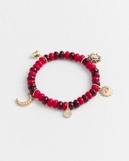 Red Beaded Charm Stretch Bracelet Product Image