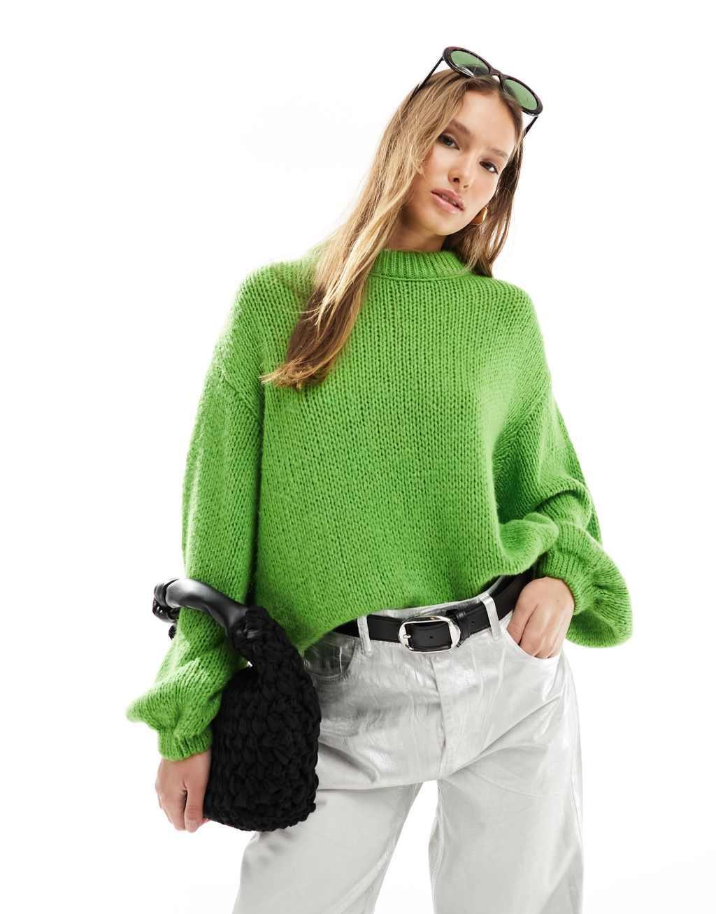 ASOS DESIGN loose knit sweater in green product image