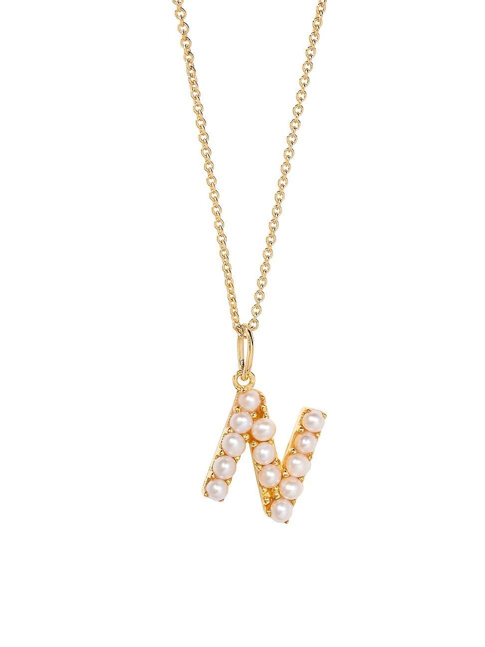 Womens Bridget Initial 14K-Gold-Plated & Freshwater Pearl Necklace Product Image