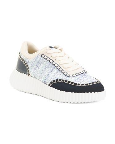 Charlene Lace Up Leather Sneakers for Women Product Image