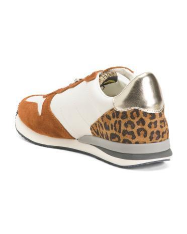 Leather Valery Leopard Detail Sneakers for Women | Leather/Man-Made Sole/Metal Product Image