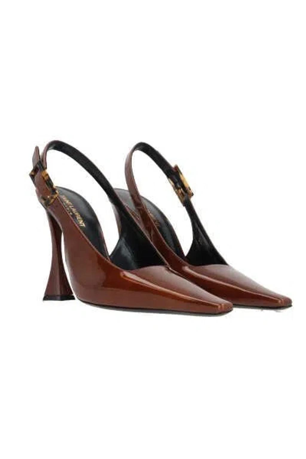 Dune Patent Leather Slingback Pumps In Brown Product Image