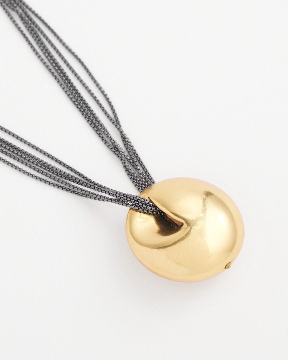 Mixed Metal Sphere Long Pendant Necklace Product Image