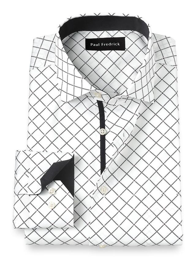 Non-iron Cotton Diamond Print Dress Shirt With Contrast Trim Product Image