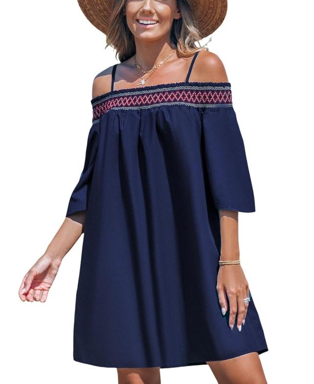 Cupshe Womens Smocked Lace Open-Shoulder Beach Dress Product Image