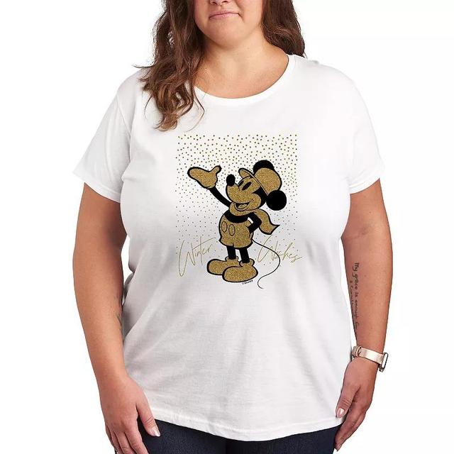 Disneys Mickey Mouse Plus Winter Wishes Sparkle Graphic Tee, Womens Product Image