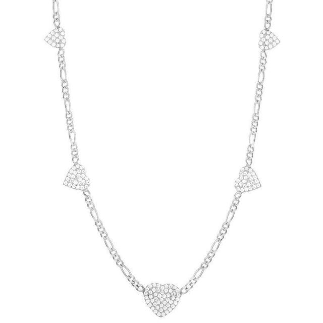 Sunkissed Sterling 14k Gold over Silver CZ Heart Charm Figaro Choker Necklace, Womens Product Image