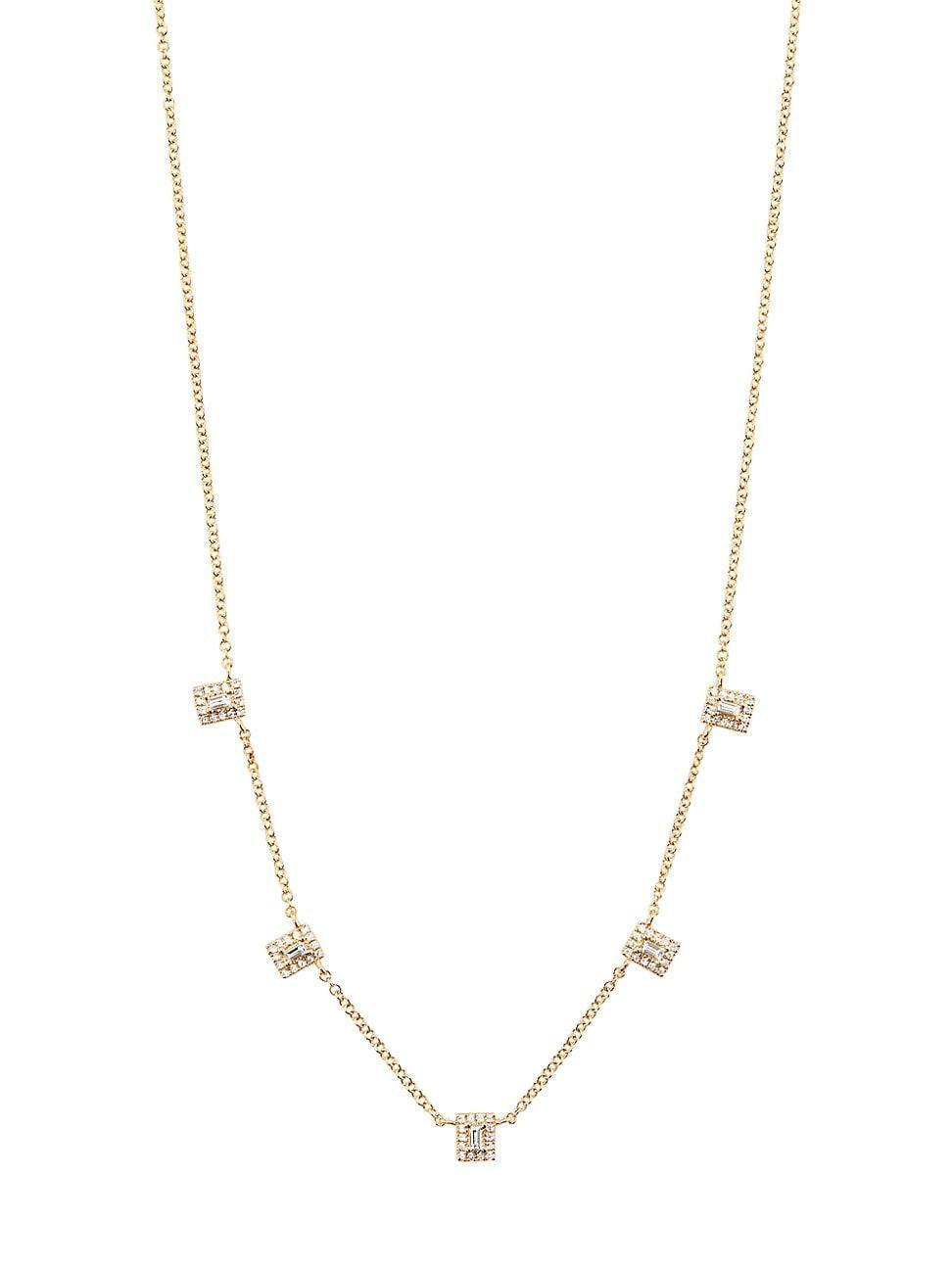 Womens 14K Yellow Gold & 0.28 TCW Diamond Halo Station Necklace Product Image