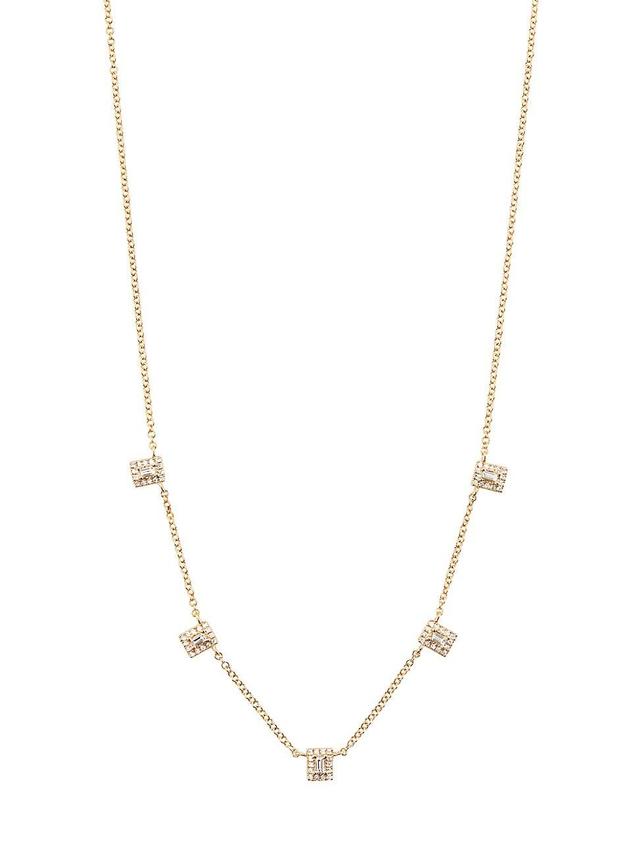 Womens 14K Yellow Gold & 0.28 TCW Diamond Halo Station Necklace Product Image