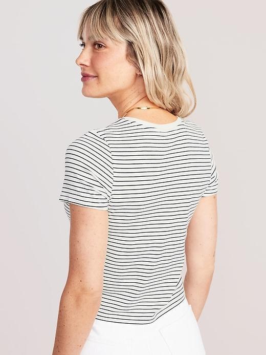 Striped Slim-Fit Crop T-Shirt Product Image