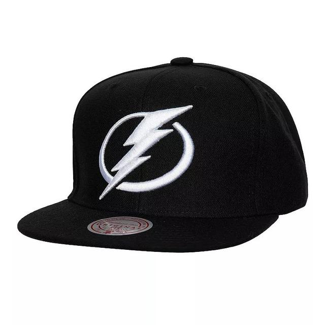 Mens Mitchell & Ness Black Tampa Bay Lightning Core Top Spot Snapback Hat Product Image