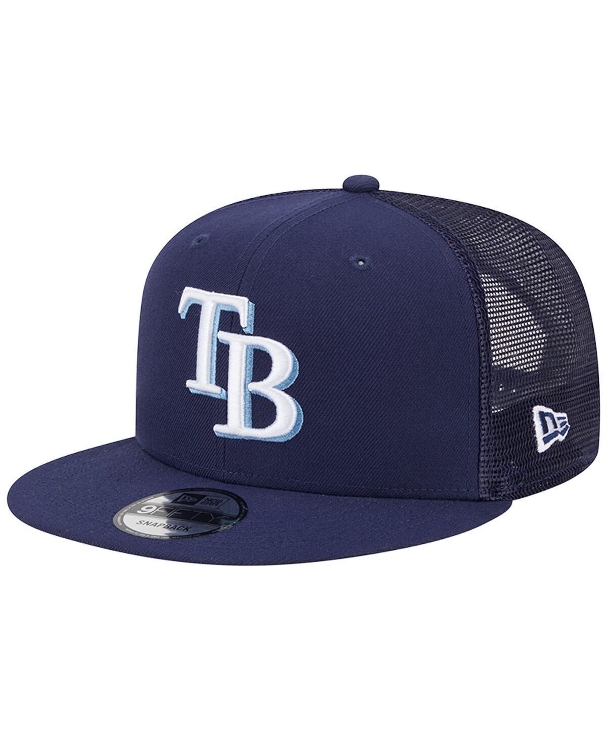 Mens New Era Tampa Bay Rays Team Color Trucker 9FIFTY Snapback Hat, Blue Product Image