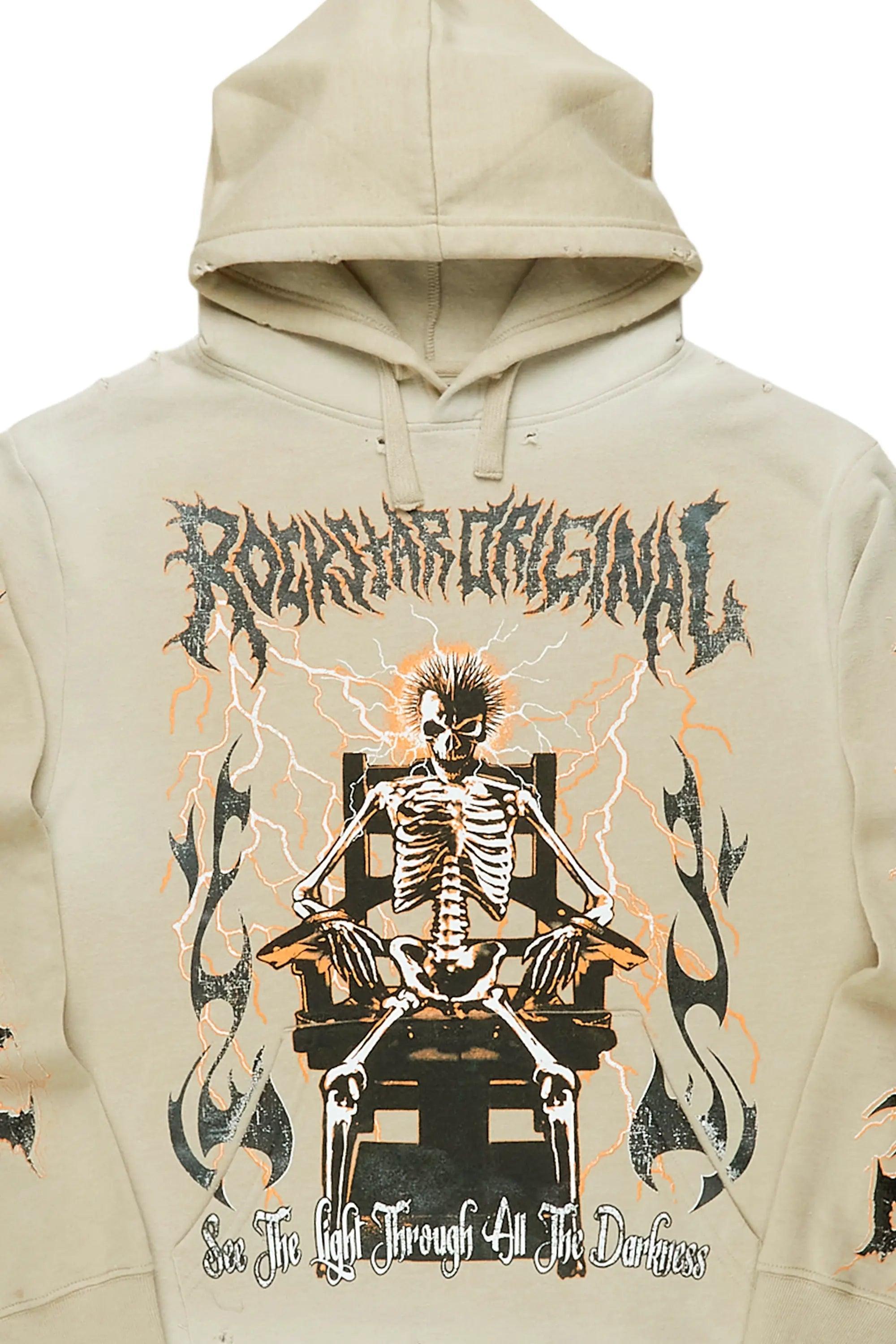 Deathrow Beige Graphic Hoodie Male Product Image