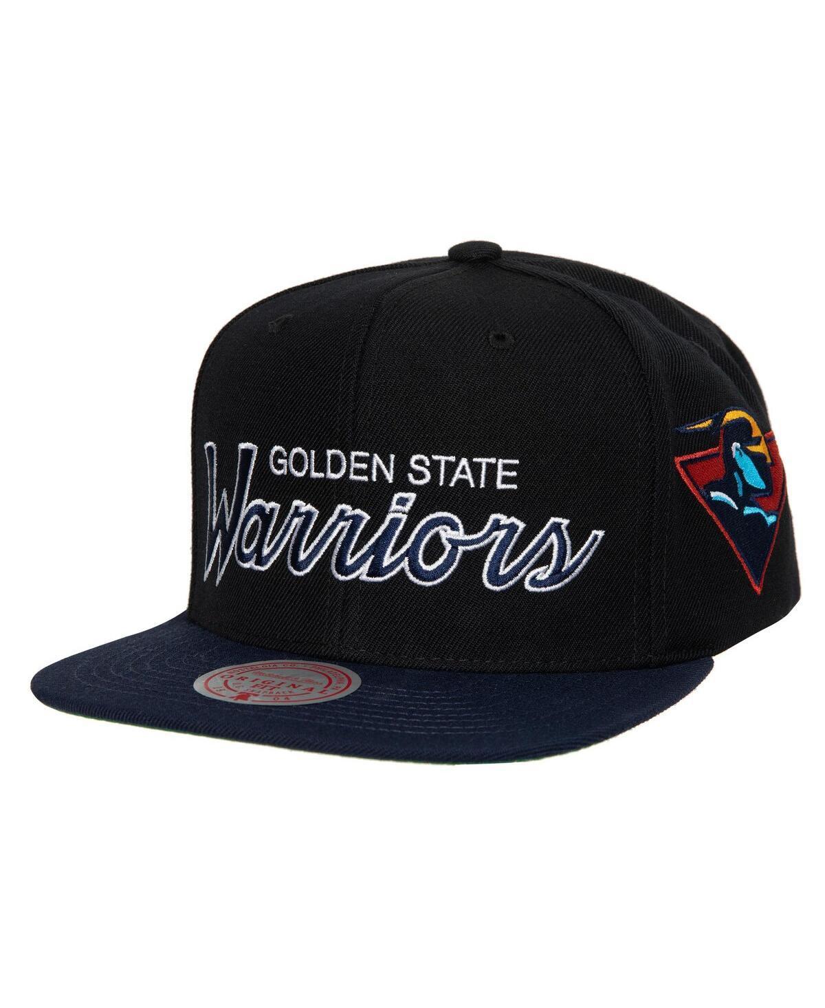 Mens Mitchell & Ness Black Golden State Warriors Hardwood Classics Mvp Team Script 2.0 Snapback Hat Product Image