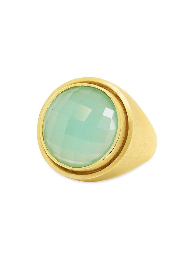 Womens Sol 22K Gold-Plated Checkered Signet Ring Product Image