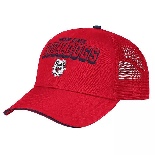 Mens Colosseum Red Fresno State Bulldogs Wyatt Primary Team Trucker Adjustable Hat Product Image