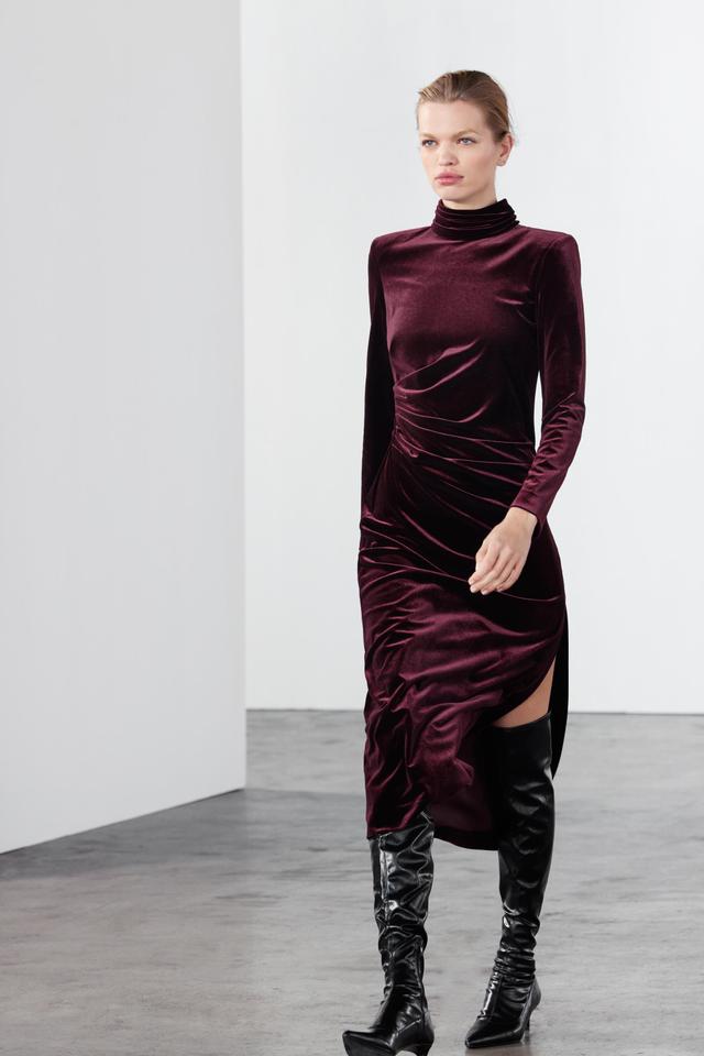 DRAPED VELVET DRESS ZW COLLECTION Product Image