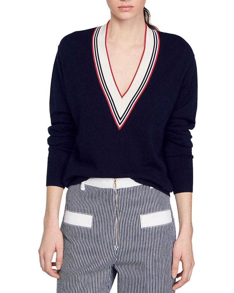 sandro Steven Wool & Cashmere Varsity Sweater Product Image