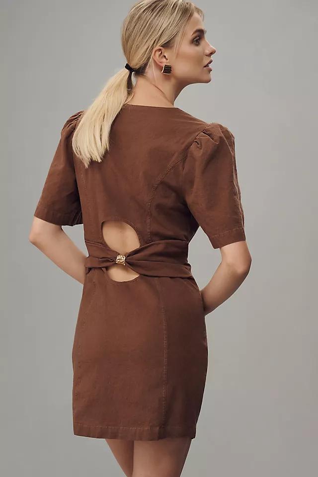 Maeve Puff-Sleeve Back-Cutout Mini Dress Product Image