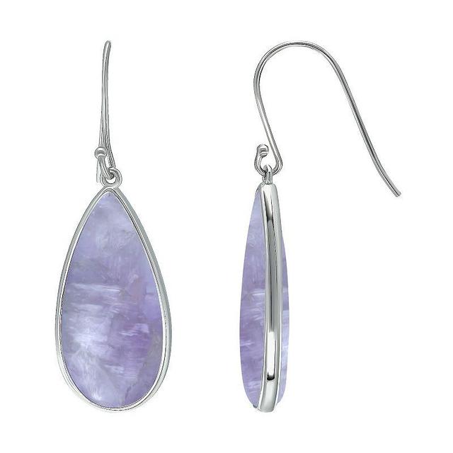 Aleure Precioso Sterling Silver Pear Shaped Gemstone Drop Earrings, Womens, Purple Product Image