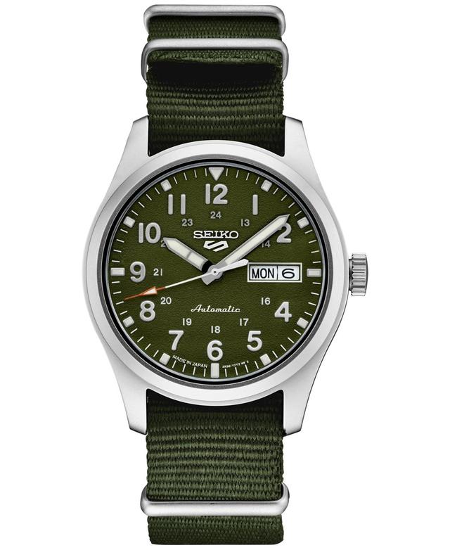 Seiko Mens Automatic 5 Sports Green Nylon Strap Watch 43mm Product Image