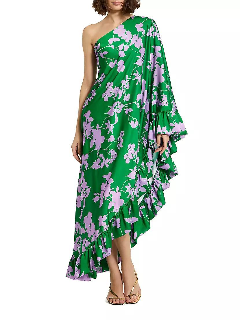 Floral Draped Asymmetric Maxi Dress Product Image