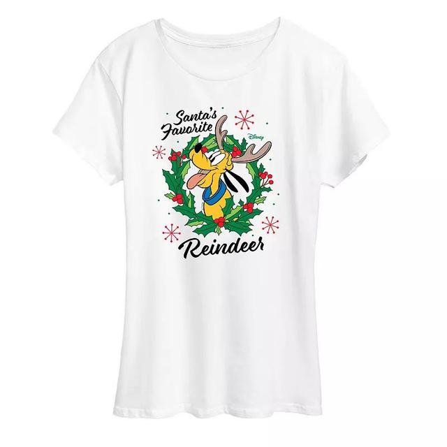 Disneys Pluto Womens Santas Favorite Reindeer Christmas Graphic Tee, Girls Product Image