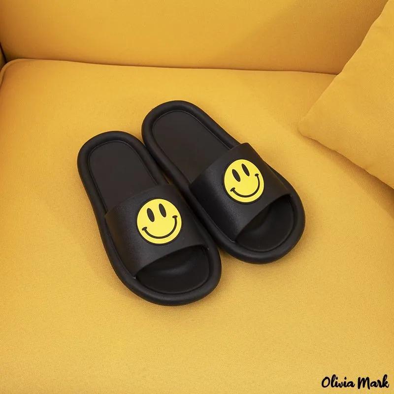 Olivia Mark – Cartoon slippers summer new fashion smiley face cute drag home bath sandals Product Image