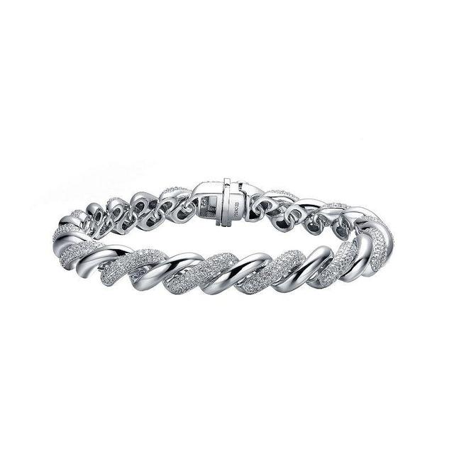 Sterling Silver Cubic Zirconia Twisted Bracelet, Womens Product Image