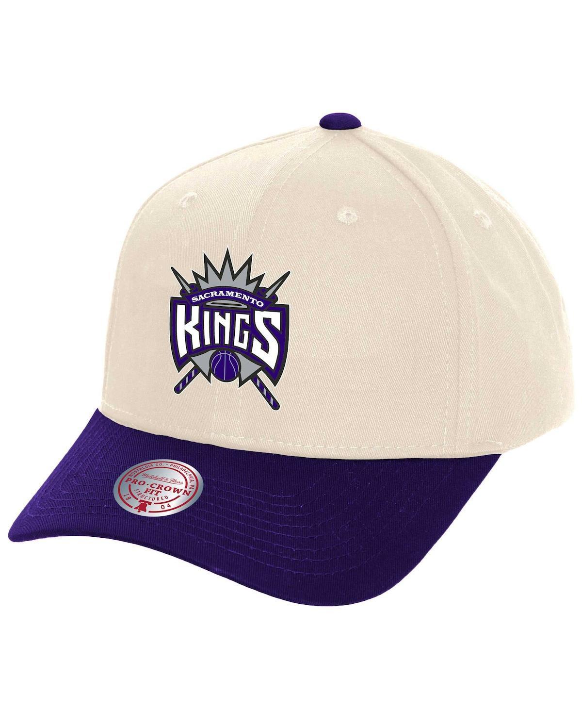 Mitchell & Ness Mens Cream Sacramento Kings Game On Two-Tone Pro Crown Adjustable Hat Product Image